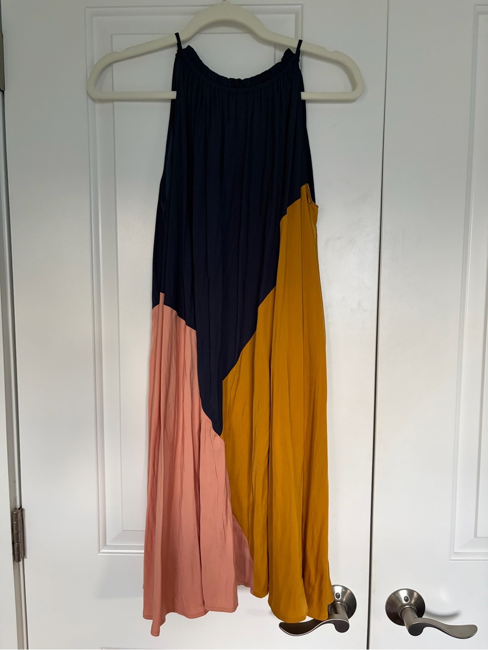 LOFT Colorblock Maxi Dress in Navy, Mustard & Dusty Pink